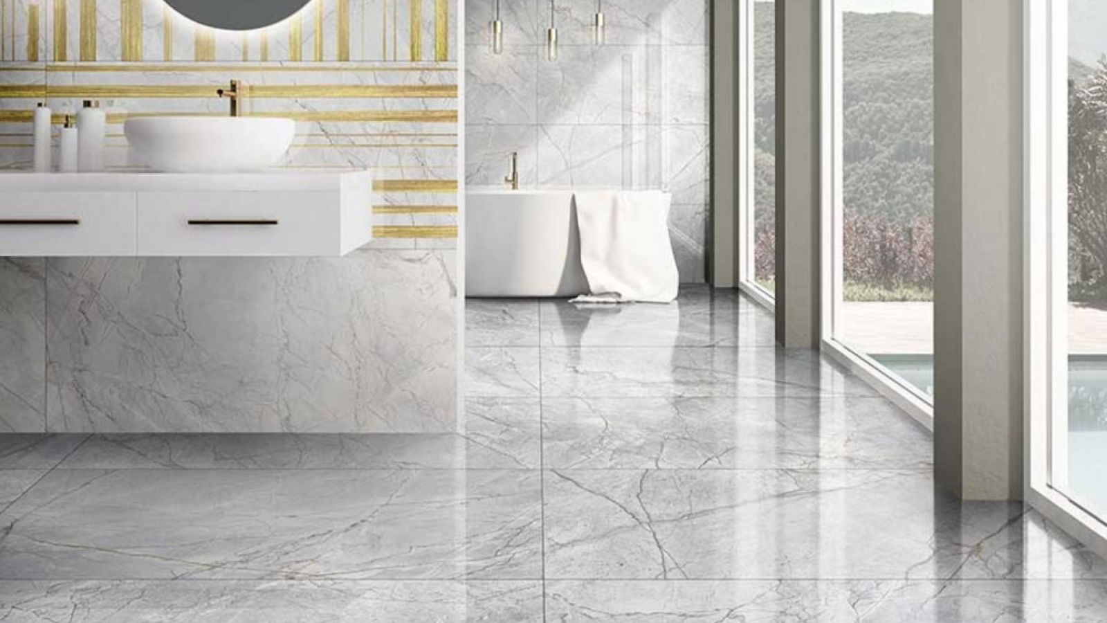 Đá marble ốp sàn nhà trong phòng khách